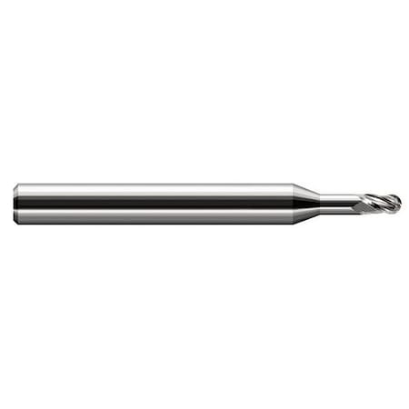 Harvey Tool 0.0620 in. 1/16 Cutter dia. x 0.0930 in. 3/32  x 1/4 in. Reach Carbide Ball End Mill, 4 Flutes 754362